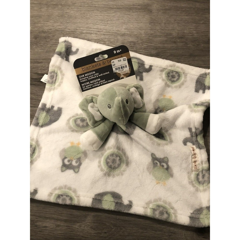Blankets & Beyond Elephant Owl Baby Security Blanket Lovey Plush Green/G…